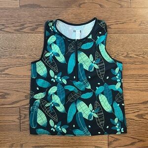 Oiselle Black and Green Sleeveless Tank Top